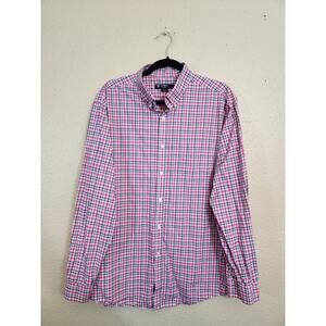 Cremieux Classics Men's Pink Blue‎ Plaid Print Long Sleeve Button Down Shirt XL